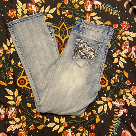 rebel & soul Denim - Rebel&Soul, Boot Cut size 16, like new, denim color: light,  stitch color: white